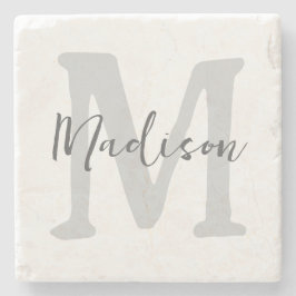 Minimalistisk Monogram-start och Namn Stenunderlägg
