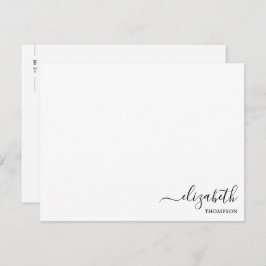 Minimalistisk Monogram, svart och vit enkel Anteckningskort