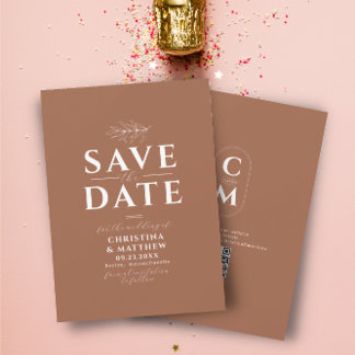Minimalistisk Monogram Terracotta QR-kod Spara Datumet