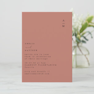 Minimalistisk Monogram Trendig Chic Brick Clay Brö Inbjudningar
