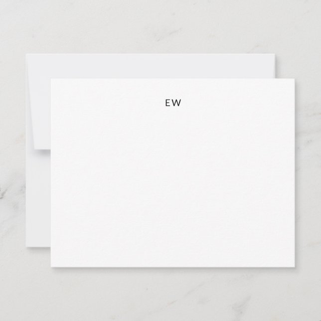 Minimalistisk monogram två bokstäver initialer anteckningskort (Framsida)