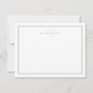 Minimalistisk monogram två Gräns-Grönt, 4,25x5,5 Anteckningskort