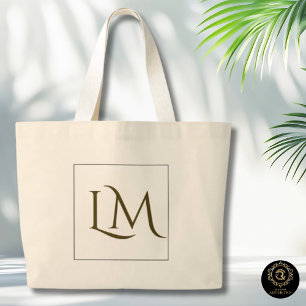 Minimalistisk monogram vardaglig bomullstaska jumbo tygkasse