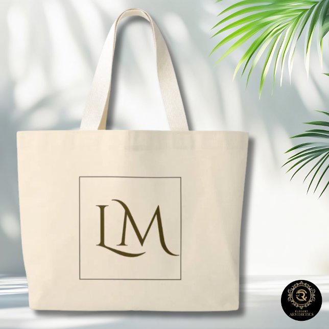 Minimalistisk monogram vardaglig bomullstaska jumbo tygkasse (Skapare uppladdad)