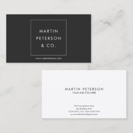 Minimalistisk Monogram | Vit Fyrkant på Mörkgrå Visitkort