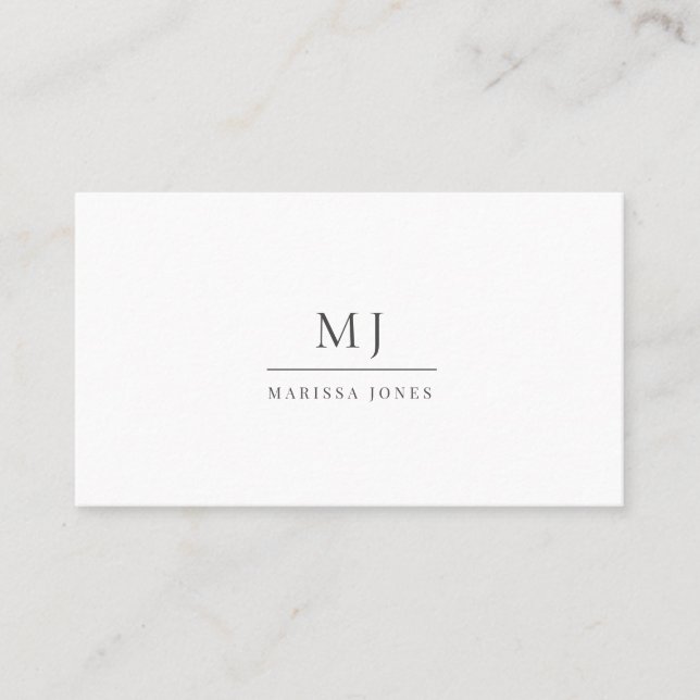 Minimalistisk monogram vit modern Professionell Visitkort (Framsida)