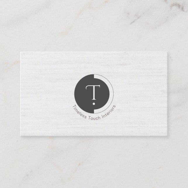Minimalistisk Monogram | Vit Randig Affärsc Visitkort (Framsida)