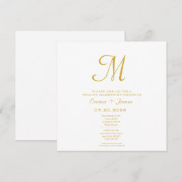 Minimalistisk Monogram White Guld-inbjudan