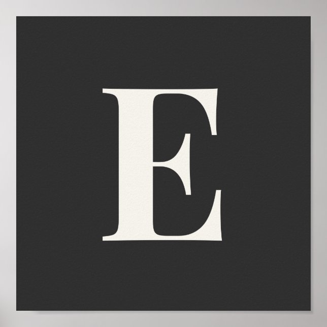 Minimalistisk Monogramaffisch | Grå & Elfenbensvit Poster (Framsidan)