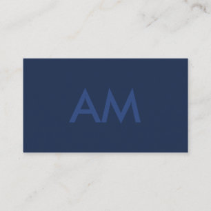 Minimalistisk monogramblå visitkort
