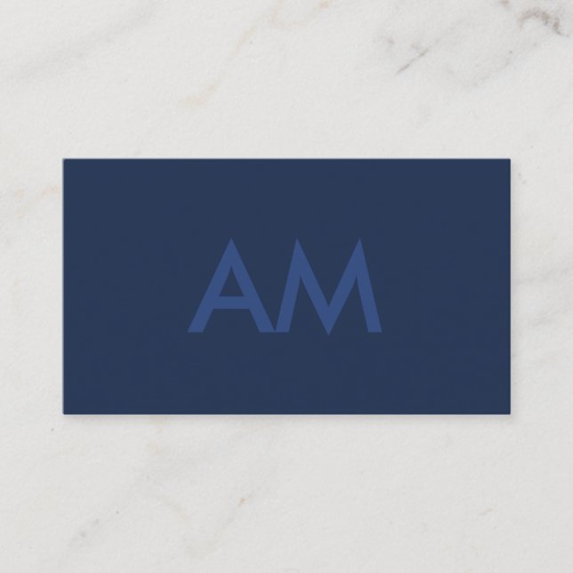 Minimalistisk monogramblå visitkort (Framsida)