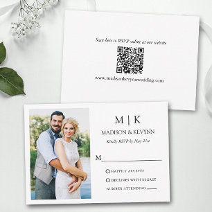 Minimalistisk monogramfoto Bröllop QR-kod OSA Kort