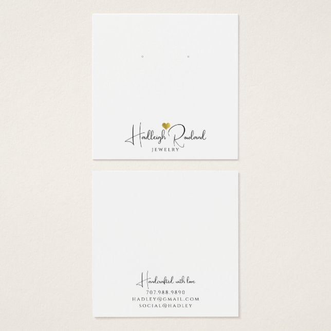 Minimalistisk monogramhantverkssmycke  fyrkantigt visitkort (Framsida & baksida)