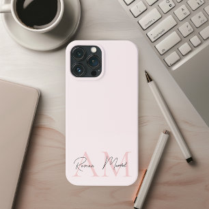 Minimalistisk monograminitial och Namn Pastel-Rosa