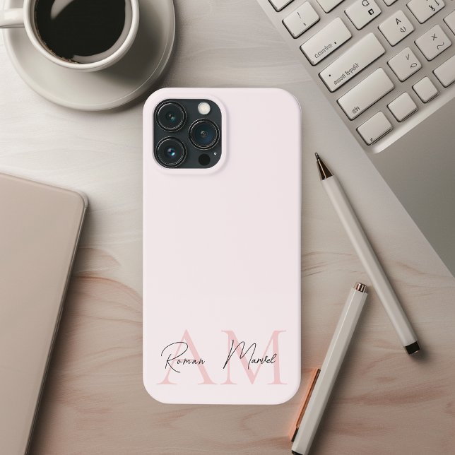 Minimalistisk monograminitial och Namn Pastel-Rosa (Skapare uppladdad)