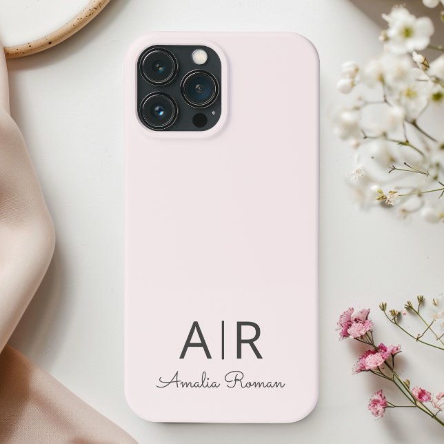 Minimalistisk monograminitial och Namn Pastel-Rosa (Skapare uppladdad)