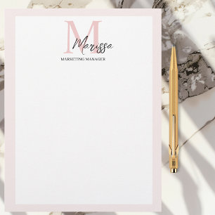 Minimalistisk monograminitial och Namn Pastel-Rosa Brevhuvud
