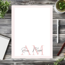 Minimalistisk monograminitial och Namn Pastel-Rosa Brevhuvud