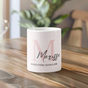 Minimalistisk monograminitial och Namn Pastel-Rosa Kaffemugg