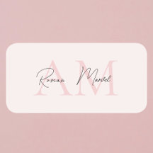 Minimalistisk monograminitial och Namn Pastel-Rosa