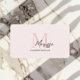Minimalistisk monograminitial och Namn Pastel-Rosa Visitkort