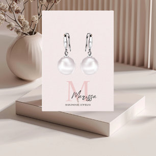 Minimalistisk monograminitial och Namn Pastel-Rosa Visitkort