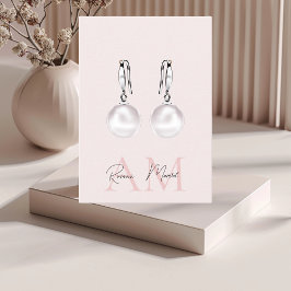 Minimalistisk monograminitial och Namn Pastel-Rosa Visitkort