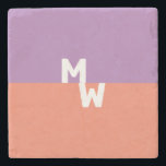 Minimalistisk monogramkvadrat Pastel QR-kod Stenunderlägg<br><div class="desc">En modern,  minimalistisk,  två tonerpastelldesign med fet återtro-serif-typografi.</div>