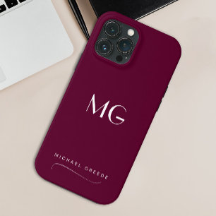 Minimalistisk monogrammad burgundi med Namn