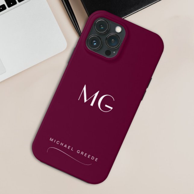 Minimalistisk monogrammad burgundi med Namn (Skapare uppladdad)