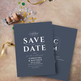 Minimalistisk monogrammarblå QR-kod Spara Datumet