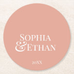 Minimalistisk Monogrammed Bröllop Underlägg Papper Rund<br><div class="desc">Enkelt minimalt monogrammat bröllop underlägg. Blek ro guld färg med namn och år. Anpassade om du vill utöka datumet. Byt namn och gör det till ditt eget.</div>