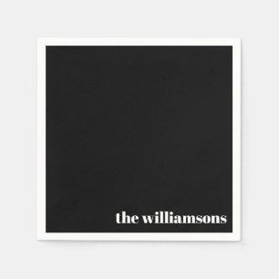 Minimalistisk Monogrammed Namn Retro Black White Pappersservett