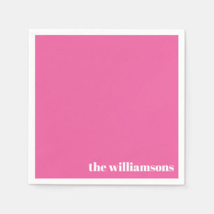 Minimalistisk monogrammed Namn Retro Shock rosa Pappersservett