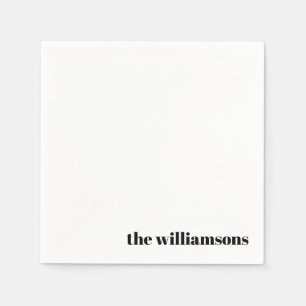 Minimalistisk monogrammed Namn Retro Simple White Pappersservett