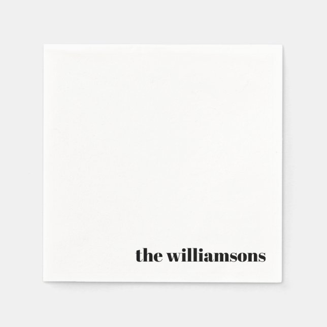 Minimalistisk monogrammed Namn Retro Simple White Pappersservett (Framsidan)