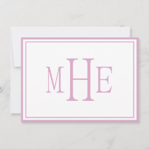 Minimalistisk monogrammerad rosa anteckningskort