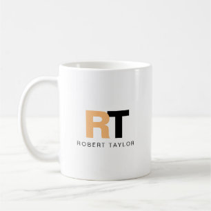 Minimalistisk monogrammerad tvåtons-personaliserad kaffemugg