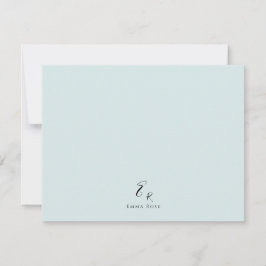 Minimalistisk monogramnamn Elegant mjuk dammig blå Anteckningskort