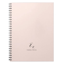 Minimalistisk monogramnamn elegant rosa anteckningsbok