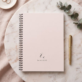 Minimalistisk monogramnamn elegant rosa anteckningsbok