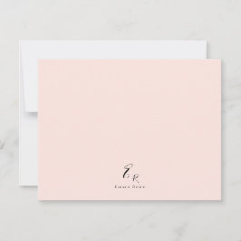 Minimalistisk monogramnamn elegant rosa anteckningskort