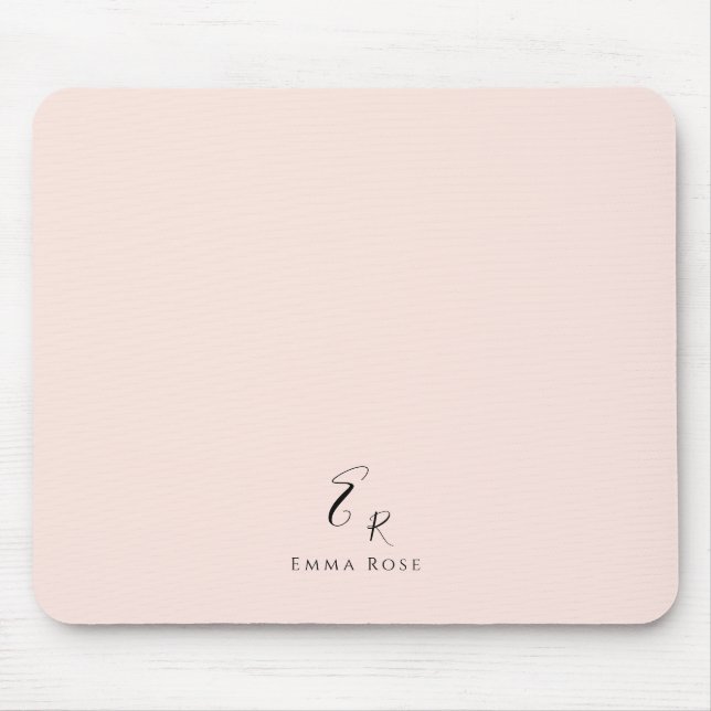 Minimalistisk monogramnamn elegant rosa musmatta (Framsidan)
