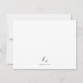 Minimalistisk monogramnamn elegant vit anteckningskort