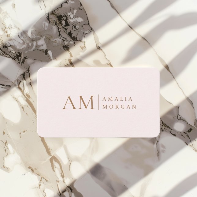 Minimalistisk monogramPersonlig PastellRosa Visitkort (Skapare uppladdad)