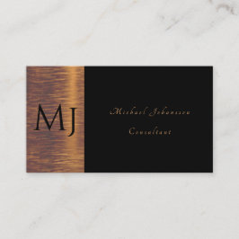 Minimalistisk monogramsvart och guld visitkort