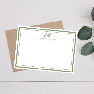 Minimalistisk monogramtunn och tjock Grönt Gräns Anteckningskort