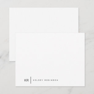 Minimalistisk monogramtypografi Grå Flat Anteckningskort