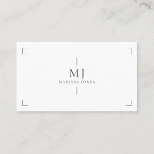 Minimalistisk monogramvit elegant Professionell Visitkort