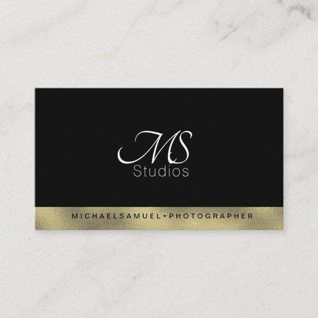 Minimalistisk monokrom guld fotograferings designe visitkort (Framsida)